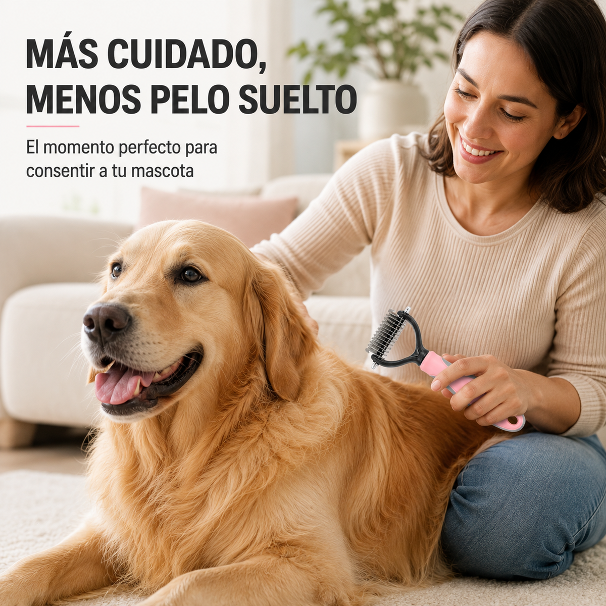 Rastrillo Desenredante 2 en 1 para Perros y Gatos – Elimina Pelo Suelto y Nudos