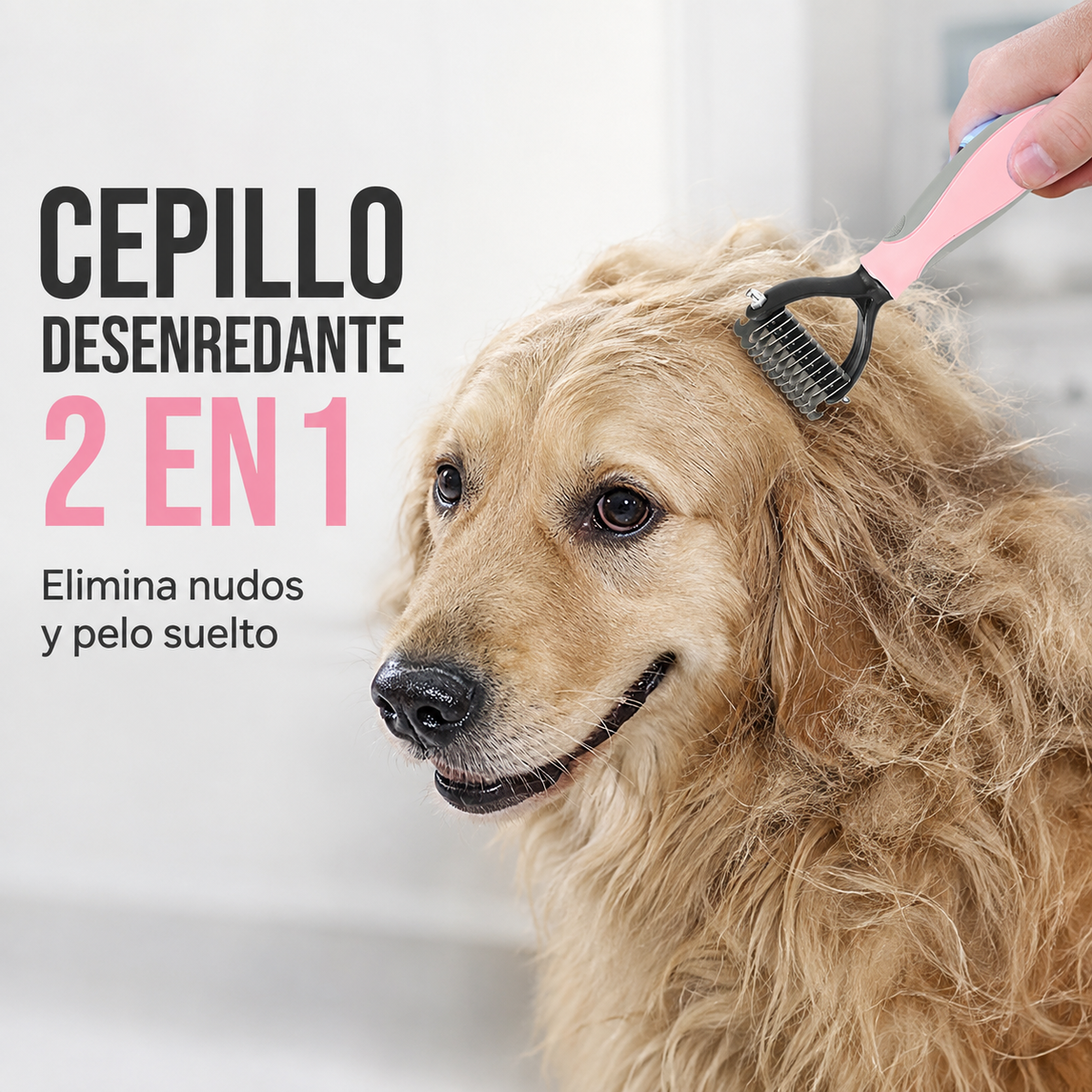 Rastrillo Desenredante 2 en 1 para Perros y Gatos – Elimina Pelo Suelto y Nudos