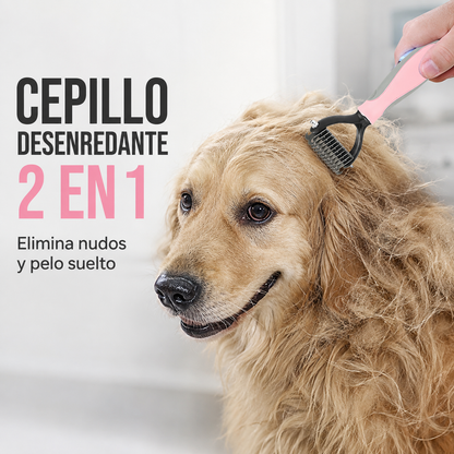 Rastrillo Desenredante 2 en 1 para Perros y Gatos – Elimina Pelo Suelto y Nudos