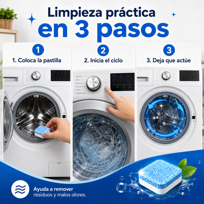 12 pastillas limpieza lavadora efervesce