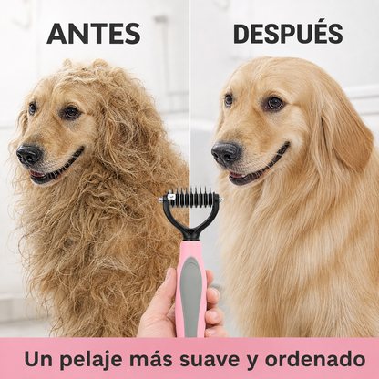 Rastrillo Desenredante 2 en 1 para Perros y Gatos – Elimina Pelo Suelto y Nudos