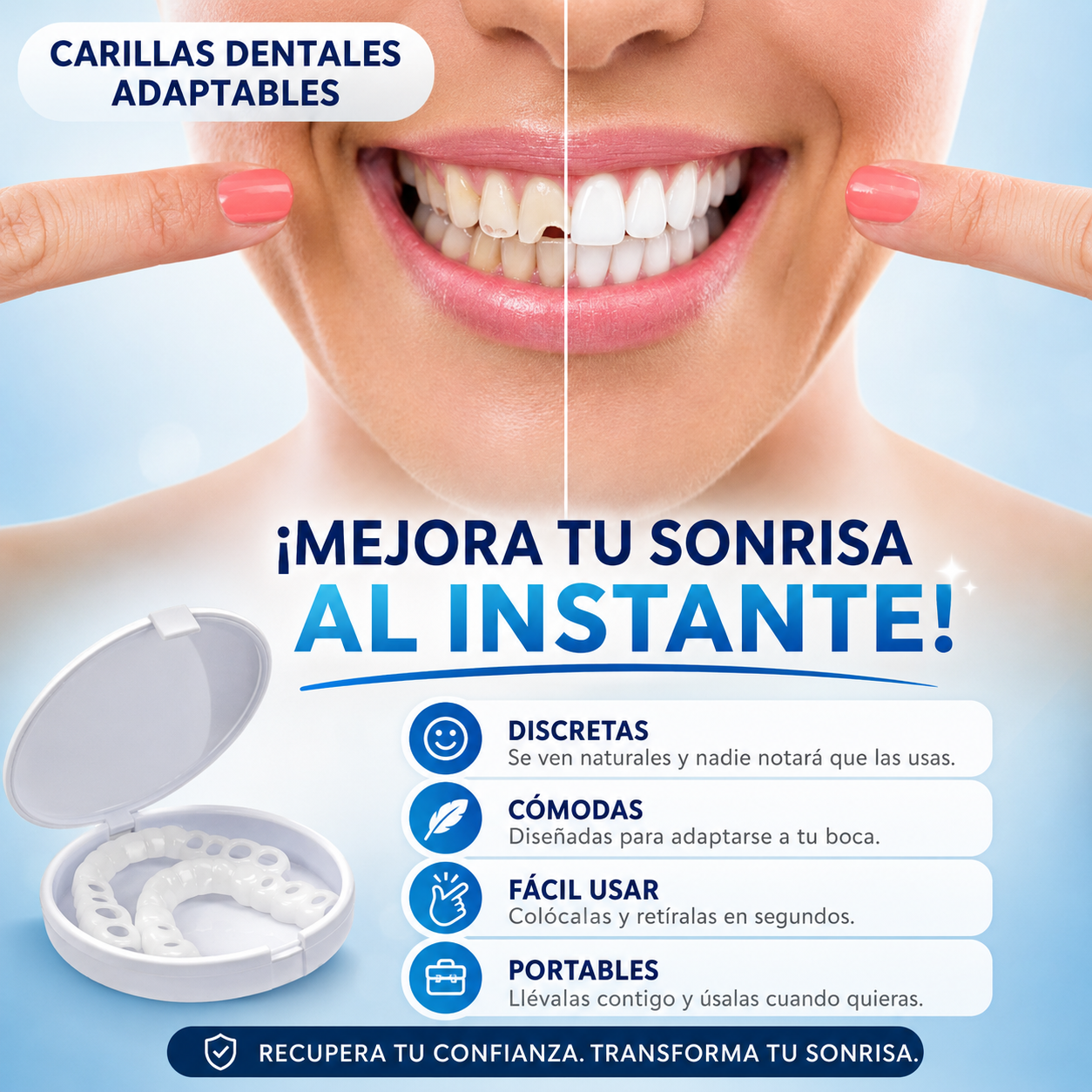 Recupera la confianza de sonreír en segundos