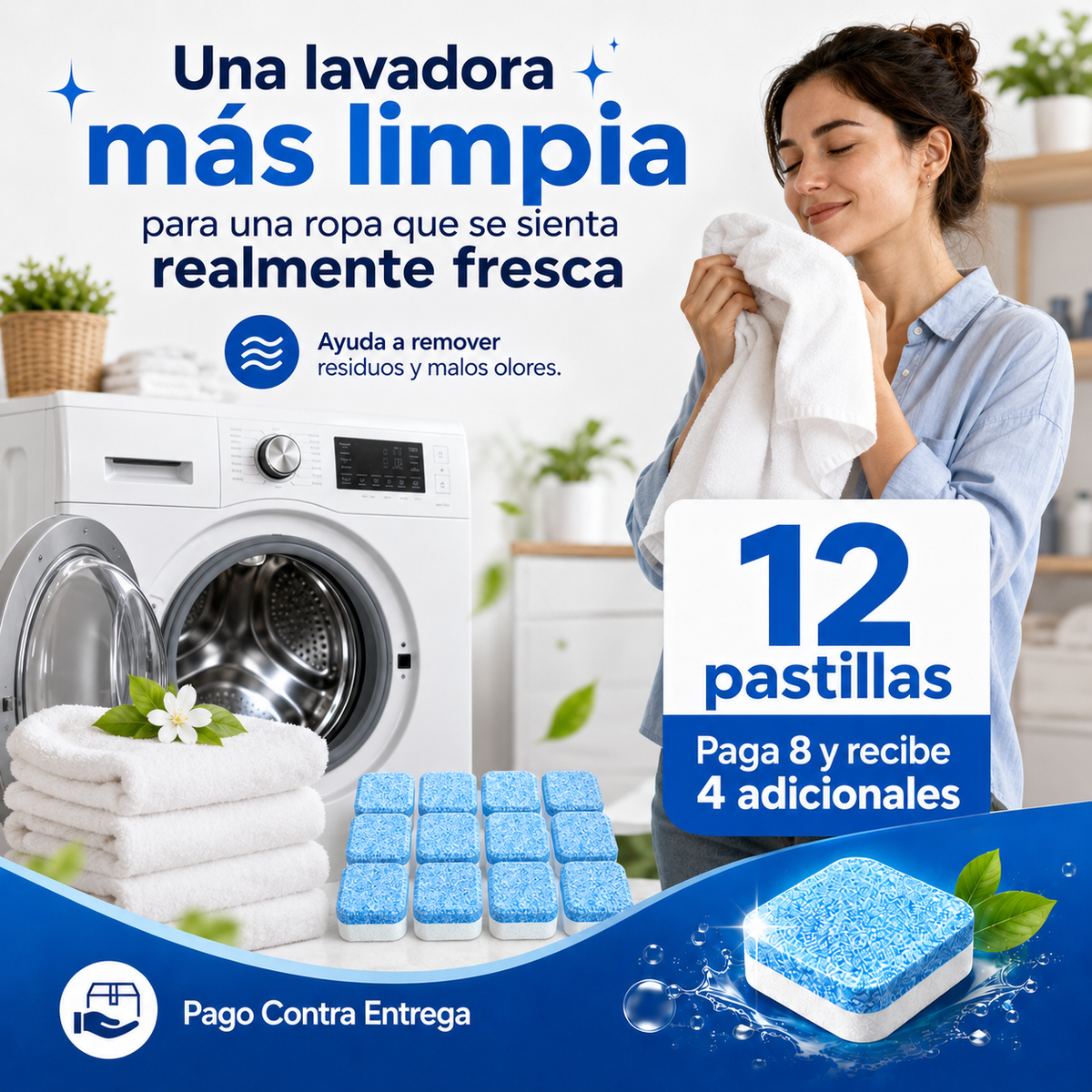 12 pastillas limpieza lavadora efervesce