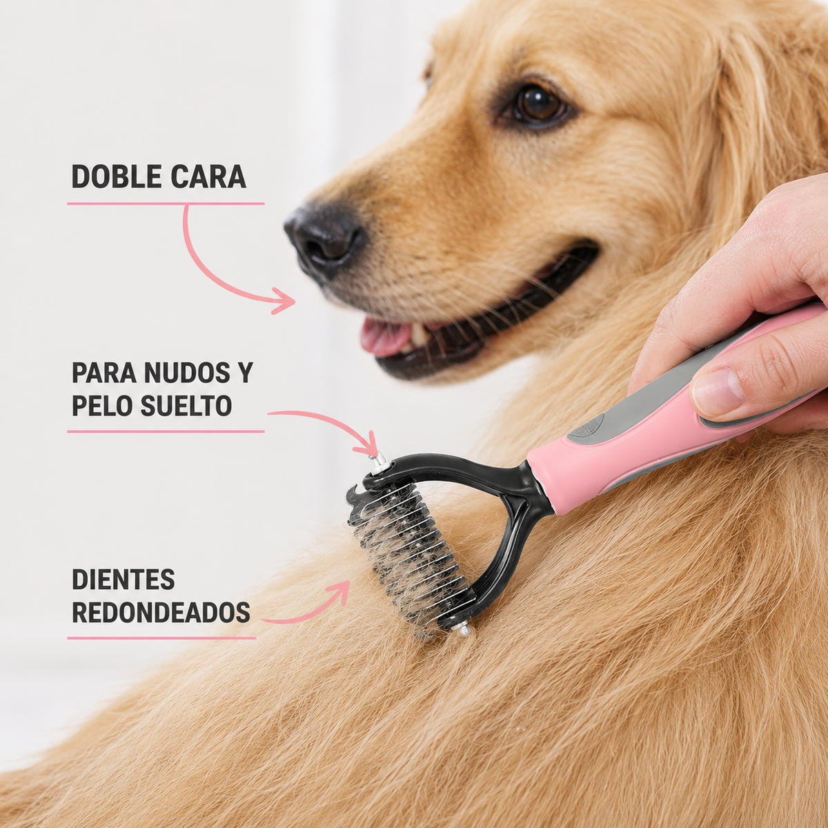 Rastrillo Desenredante 2 en 1 para Perros y Gatos – Elimina Pelo Suelto y Nudos