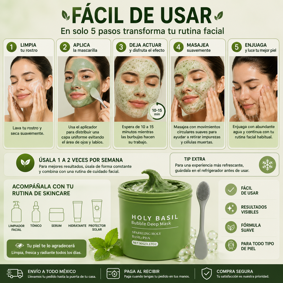 Mascarilla Facial Bubble Deep con Holy Basil