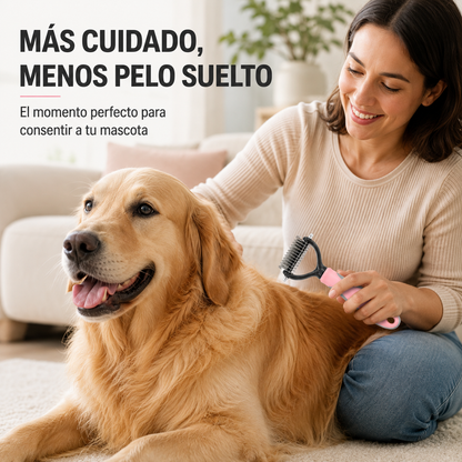 Rastrillo Desenredante 2 en 1 para Perros y Gatos – Elimina Pelo Suelto y Nudos