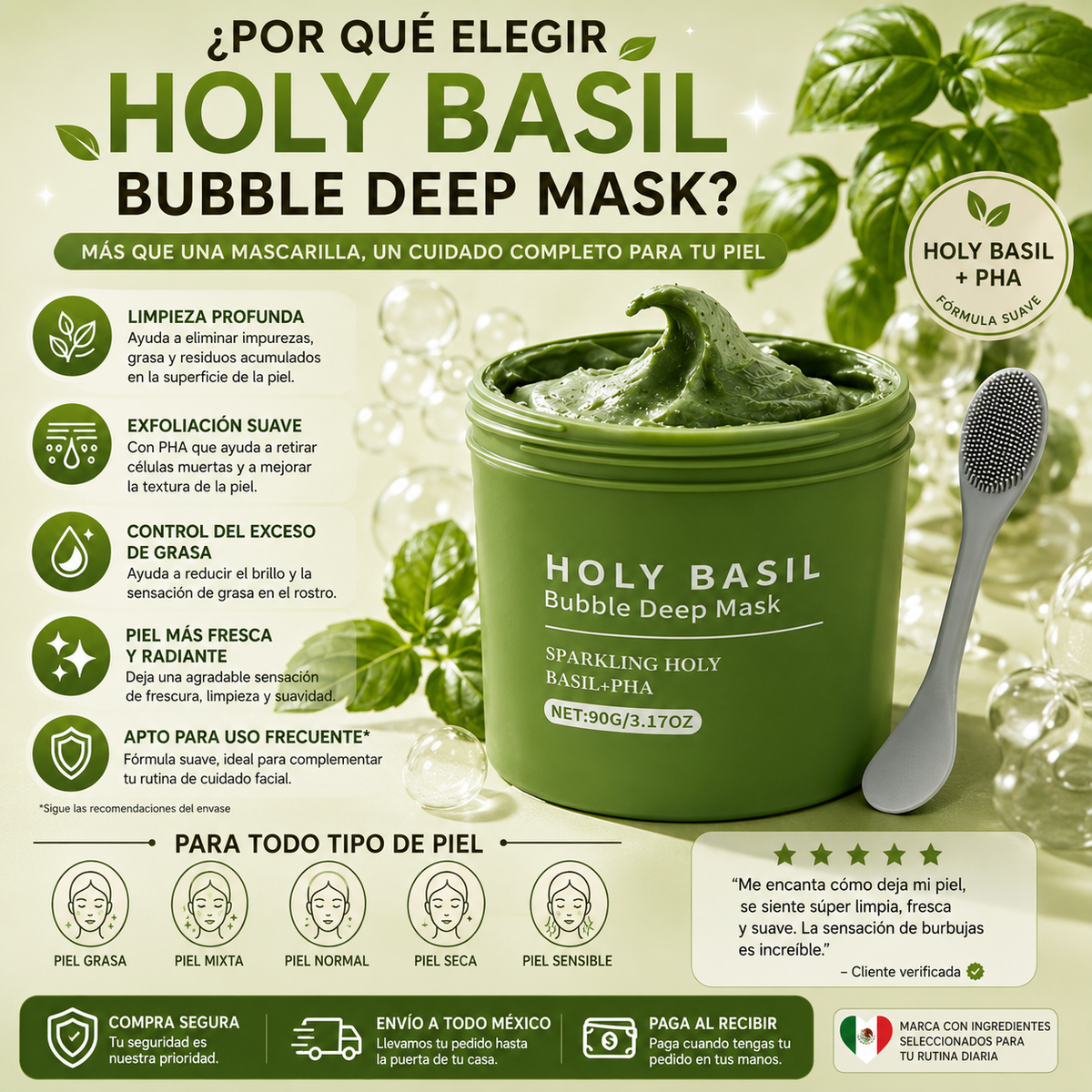 Mascarilla Facial Bubble Deep con Holy Basil