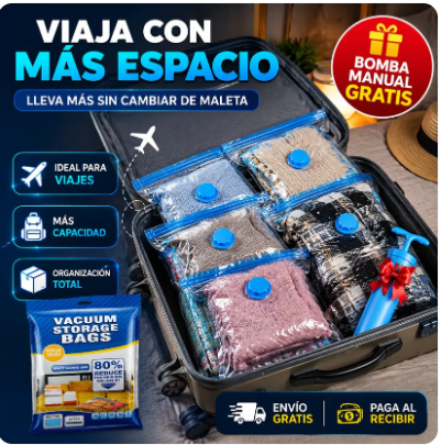 AhorraEspacio Pro – 5 Bolsas de Compresión + Bomba Incluida