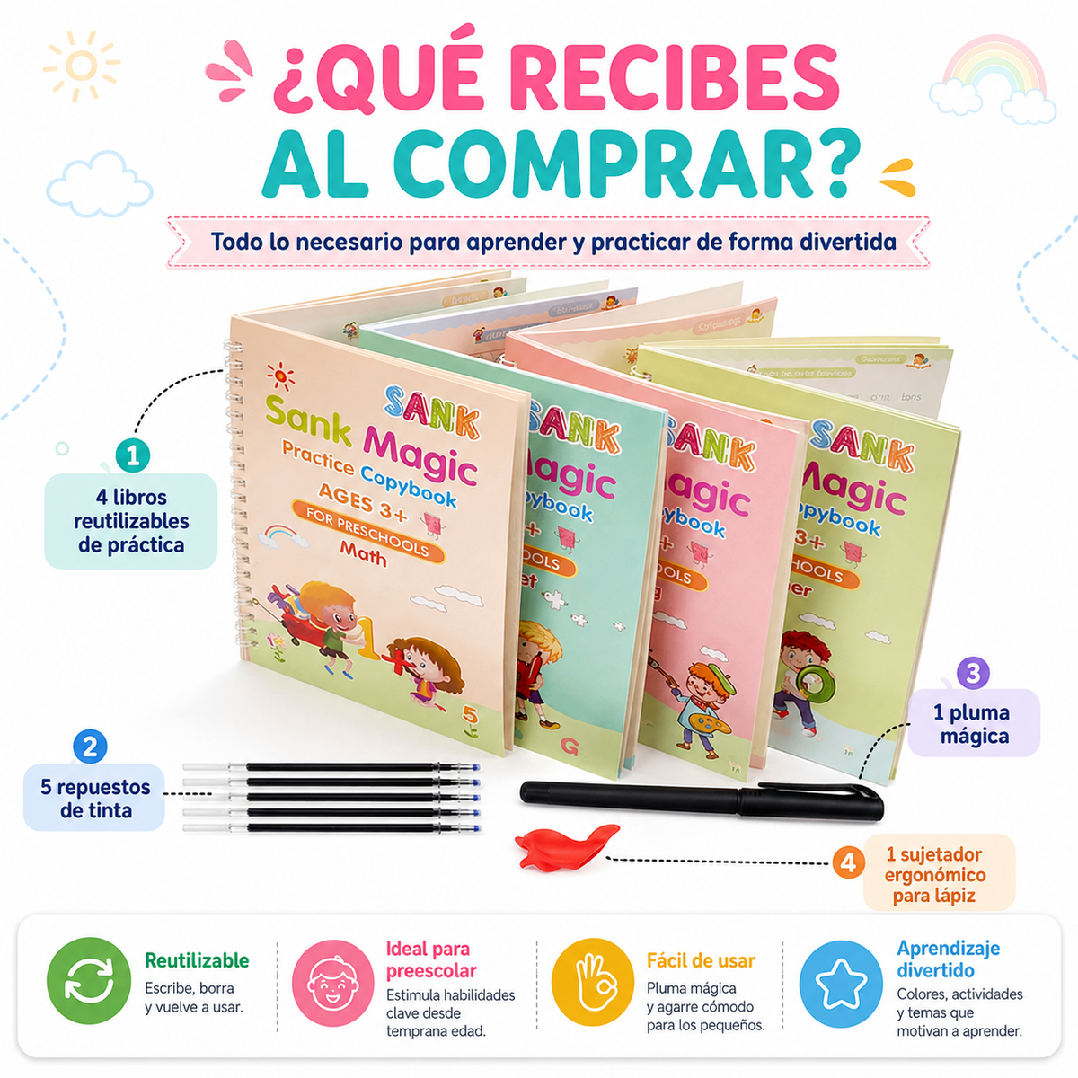 Kit Educativo Reutilizable para Aprender, Escribir y Divertirse ✨