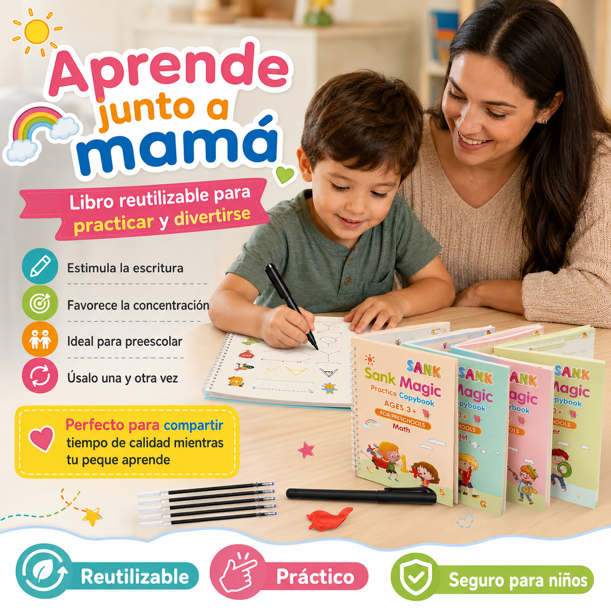 Kit Educativo Reutilizable para Aprender, Escribir y Divertirse ✨