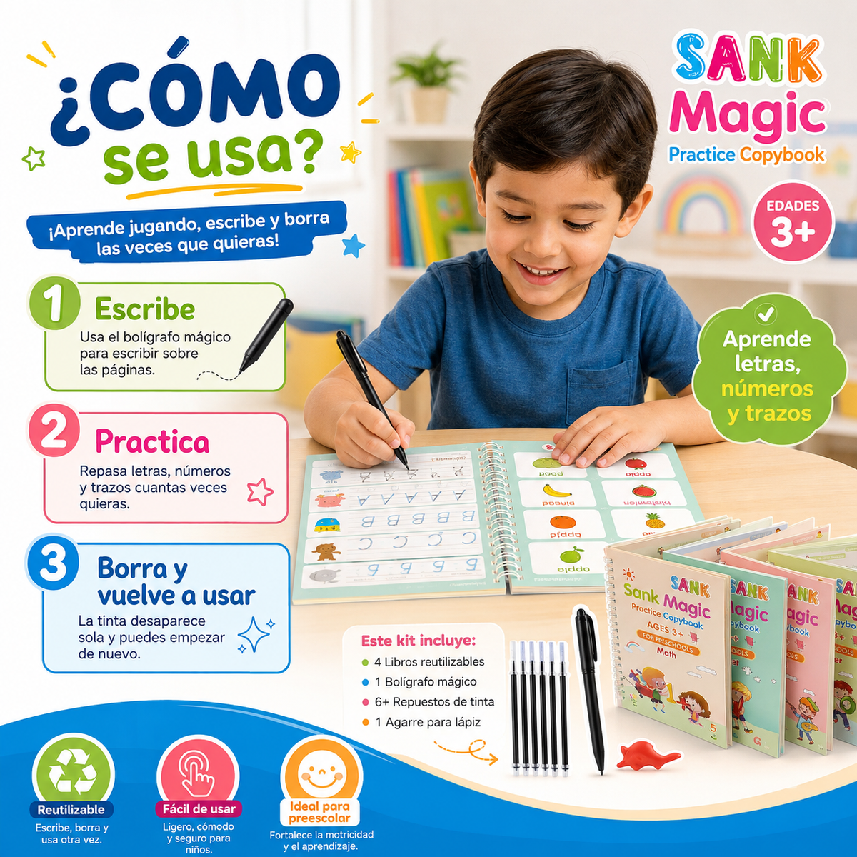 Kit Educativo Reutilizable para Aprender, Escribir y Divertirse ✨