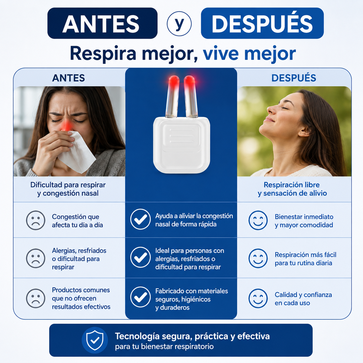 Descongestionador Nasal Infrarrojo – Respiración Más Cómoda y Bienestar Nasal