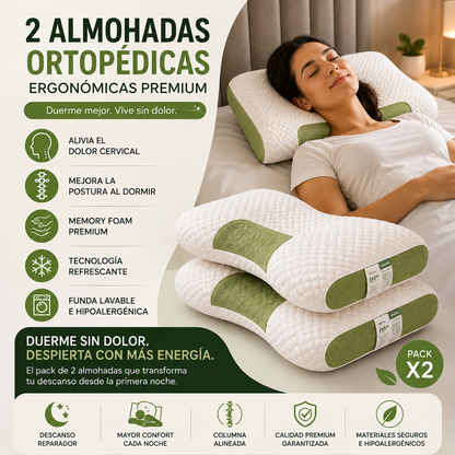 2 Almohadas Ortopédicas Premium