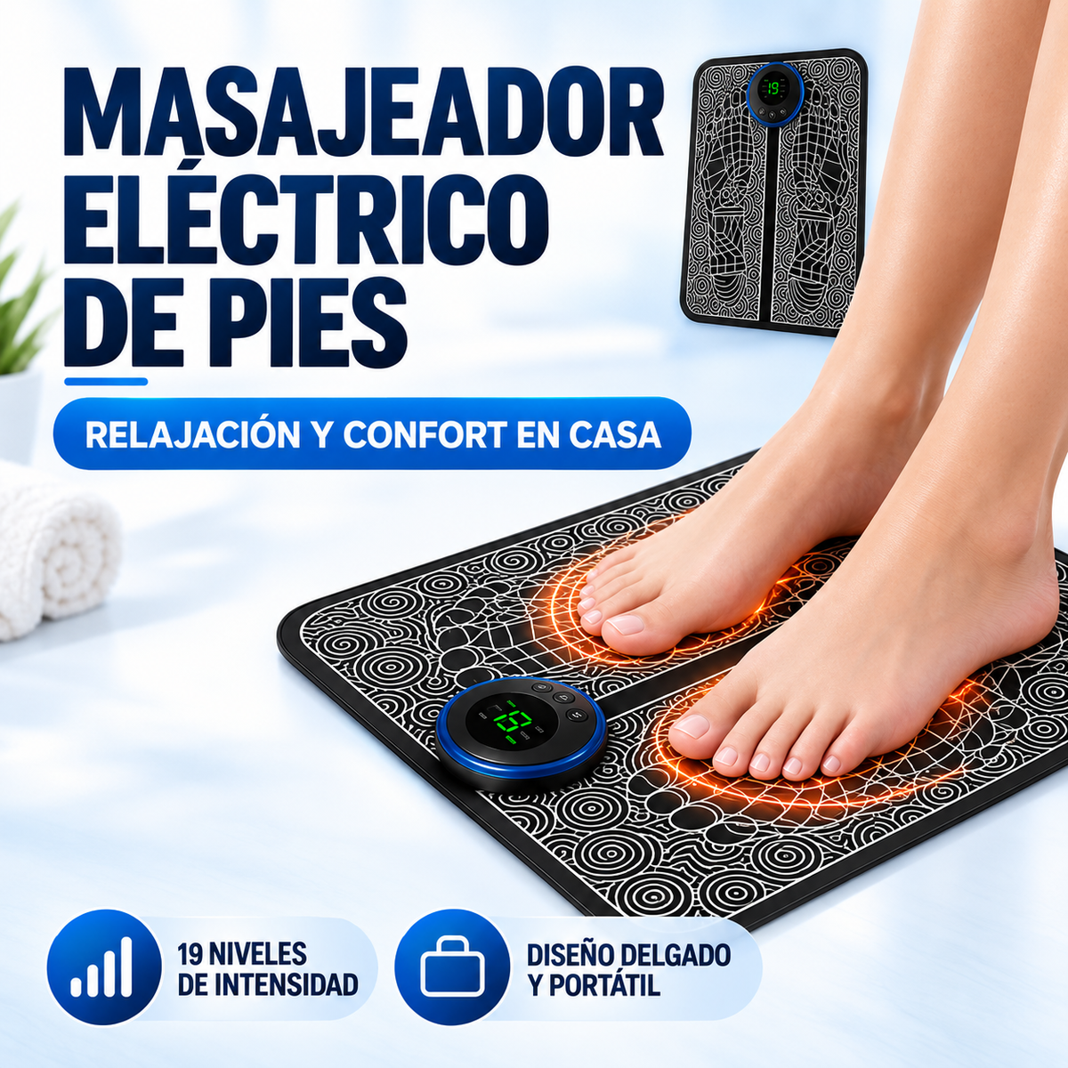 Masajeador Eléctrico de Pies con Calor Relajante.