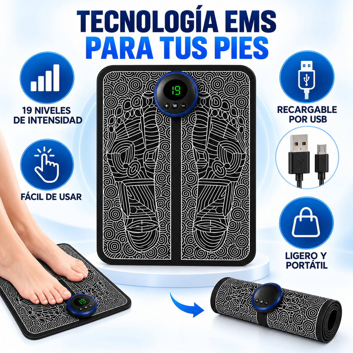 Masajeador Eléctrico de Pies con Calor Relajante.