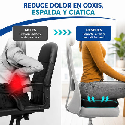 🪑 COJÍN ORTOPÉDICO DE GEL PREMIUM ¡LLÉVATE GRATIS LA CREMA GEL LUMBAR! 🎁
