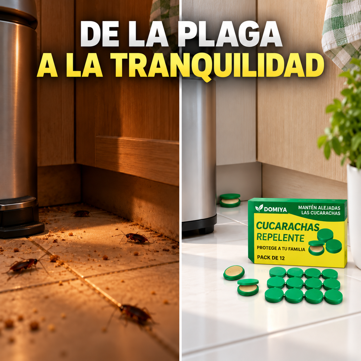 Antes y después de usar trampa anticucarachas Domiya