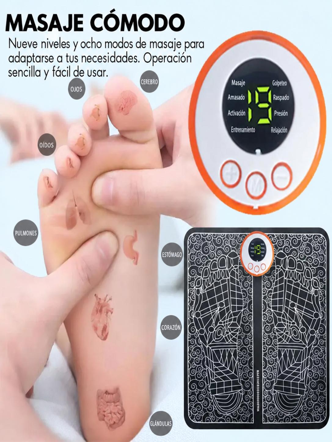Masajeador Eléctrico de Pies con Calor Relajante.