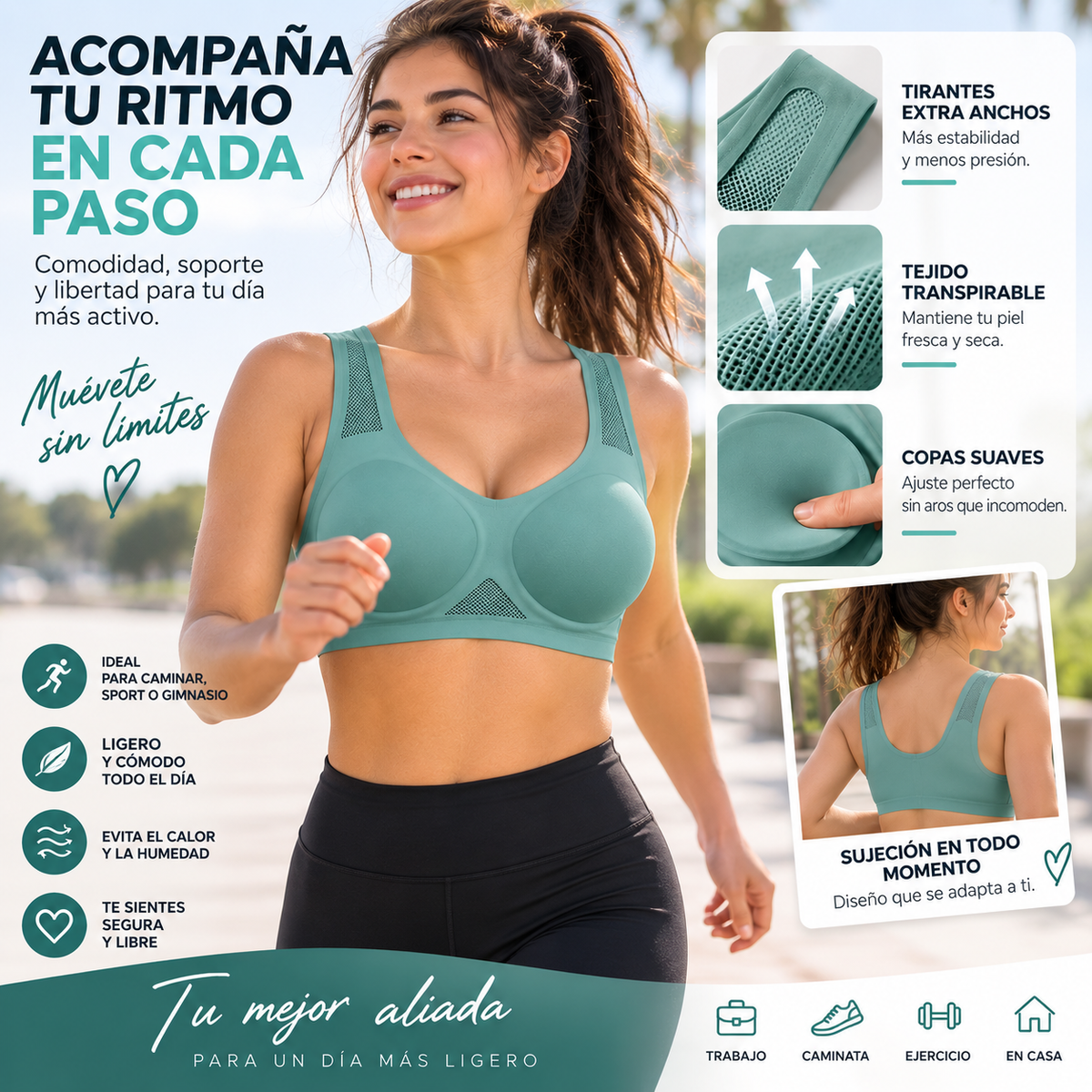 Sujetador Domiya para caminar y día activo